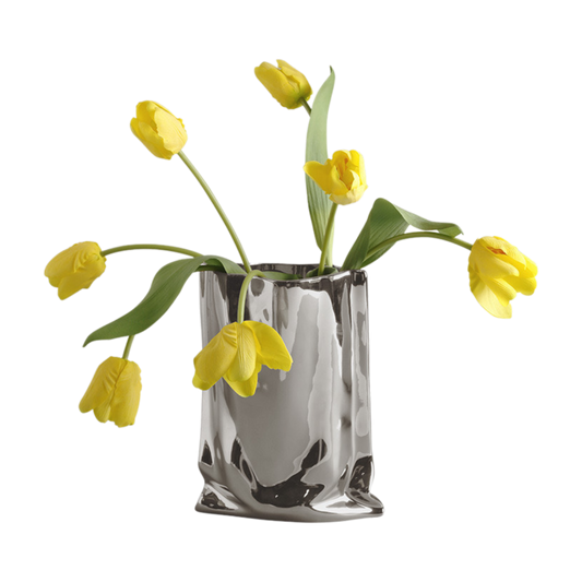 Nordic Electroplated Silver Ceramic Vase